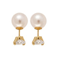 Pearl and Clear Crystal Drop Stud Earrings in Two Tones view 5