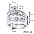 Silver Tone Round Solitaire Channel Bridal Ring Set 6-10 view 4