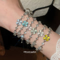 Silver Adjustable Clover Cat Eye Flower Bracelets Six Colors view 2