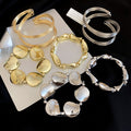 Metal 3-Piece Open Cuff Disc Twist Bracelet Set 2 Colors view 2