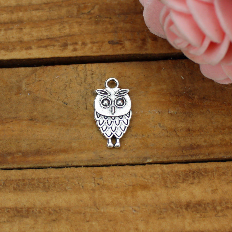 Double-Sided Alloy Owl Charm Pendant for DIY Bracelets, 18x9mm