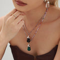 Resin Teardrop Pendant Zircon Tennis Chain Necklaces view 3
