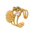 Sun Cactus Open Ring Clear And Green Zircon Stainless view 5