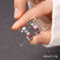 Silver Tone Multicolor Baguette CZ C-Shape Hoop Earrings view 4