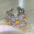 Two Tone Crystal Floral Cluster Adjustable Open Ring view 3