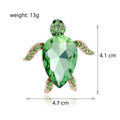 Green and Pink Crystal Turtle Rose Gold Tone Metal Brooch Pin view 2