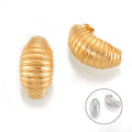 Ribbed Twisted Stripe Ear Studs Gold Silver Titanium Steel view 5