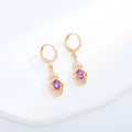 Five Color Faceted Teardrop Gold Tone Huggie Earrings view 6