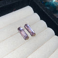 Gold Tone Rectangular Crystal Stud Earrings In Eight Colors view 8