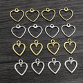 Open Heart Charms in Gold Silver and Mixed Finish Sizes view 2