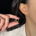 Double Ball Mini Huggie Hoop Earrings Two Finishes view 2