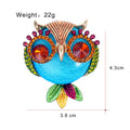 Owl Crystal Two Designs Metal Brooch Pin 3.8 x 4.3 cm view 2
