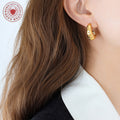 Dimpled Cheese Texture Geometric C-Hoop Stud Earrings view 3