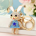 Rhinestone Bunny Girl Keychain Gold Clasp Five Dress Colors view 3