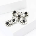 Floral Crystal Cross Brooch in Silver or Gold Tone Finish view 3