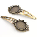 Floral Round Hair Clip Bezel Settings in Two Finishes view 3
