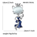Crowned Fox Lady Enamel Brooch Red Purple Blue Dress Pin view 4