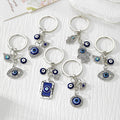 Blue Evil Eye Heart, Hamsa and Eye Metal Keychains view 1