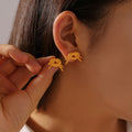 Gold Twisted Rope Knot And Bow Stud Earrings Pair Styles view 4