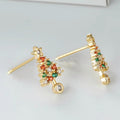 Gold Tone Multicolor Crystal Christmas Tree Stud Earrings view 3