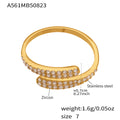 Open Stainless Steel Zircon Heart Wave and Geometric Bypass Rings view 9
