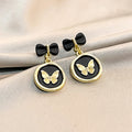 Black Disc Butterfly Earrings Stud Gold Bow Silver Flower Drops view 6