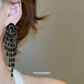 Crystal Fringe Drop Earrings In Three Metallic Colors view 3
