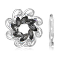 Silver Swirl Flower Brooch Clear Blue Multi Pink or Black view 5