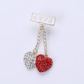 Two Heart Rhinestone Chain Brooch Decorative Lapel Pin view 6