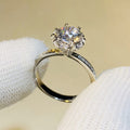 White Gold Tone Sunburst Halo CZ Finger Ring Sizes 6-10 view 5