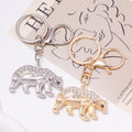 Rhinestone Polar Bear Keychain Gold Silver Metal Charm view 1