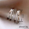 White Gold Double Layer Open Hoop Earrings With Pave view 4