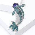 Rhinestone Koi Fish Brooch Silver Tone Blue Or Multicolor view 4