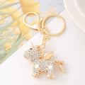 Rhinestone Winged Unicorn Keychain Gold Clasp Blue White view 6