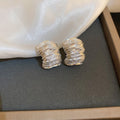 Textured Curved Statement Stud Earrings in Two Tones view 2
