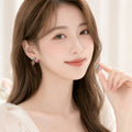 Three Color Leaf Cluster Gold Tone Statement Stud Earrings view 2
