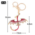 Enamel Flying Dragon Keychain Metal Winged Creature Charm view 3