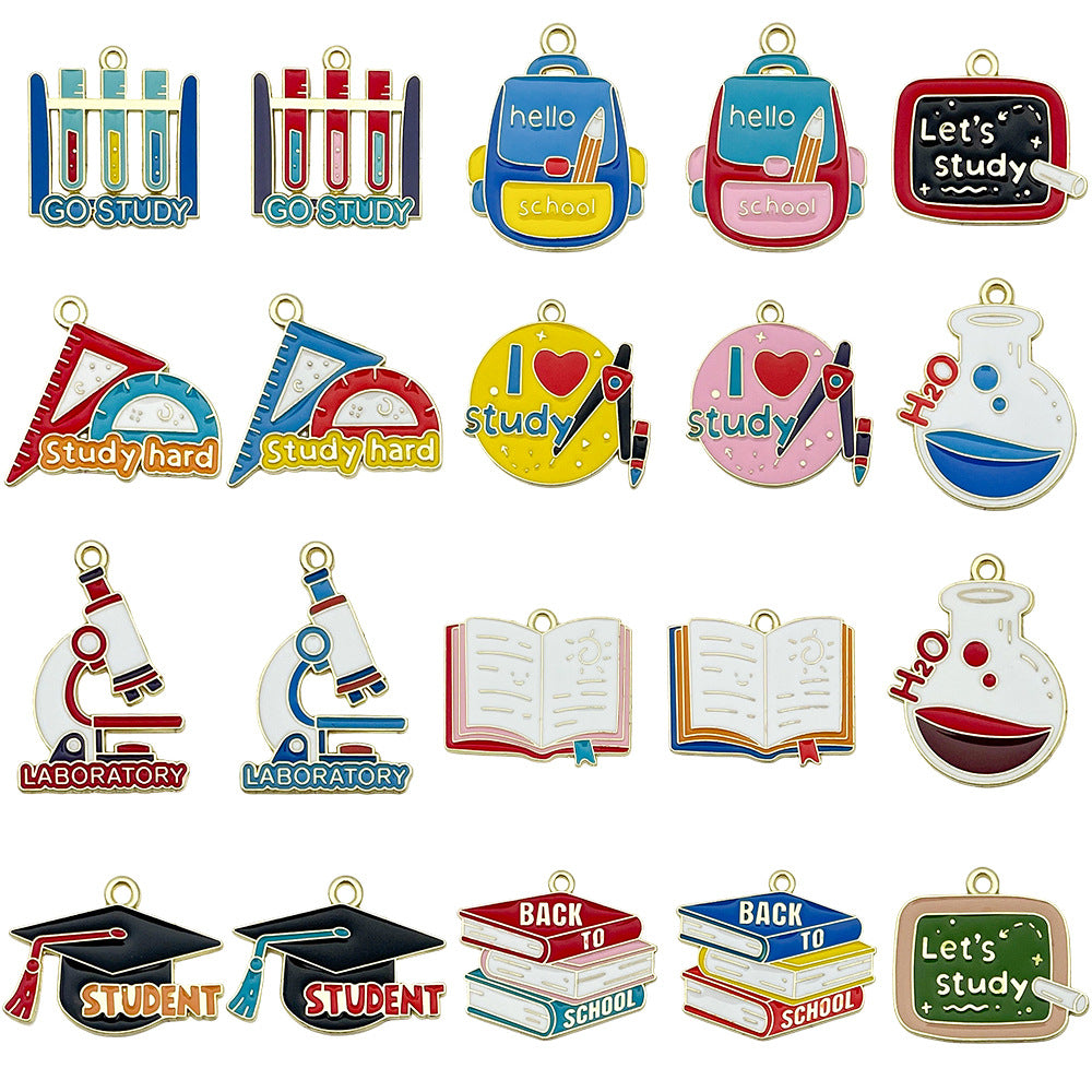 Zinc Alloy Enamel Graduation Study Supplies Charm Pendant for Keychain Necklace Phone Strap Making