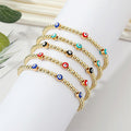 Gold Tone Beaded Multicolor Evil Eye Stretch Bracelets view 2