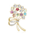 Pastel Crystal Flower Bouquet Brooch in Pastel Gold view 1