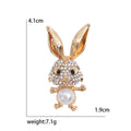 Crystal Rabbit Brooch With Pearl Belly in Gold or Silver Tone view 7
