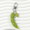 Realistic Green Edamame Pod and Bean Snap-Hook Keychain view 1