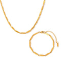 Rhombus Link Chain Necklace Bracelet Gold Silver Metal view 5