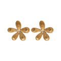 Brushed Five Petal Flower Stud Earrings in Gold and Silver view 5