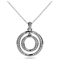Silver Tone Crystal Double Circle Pendant Necklace view 1