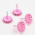 Colorful Round Crown Edge Bezel Earring Post Settings view 7