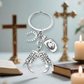 Silver Cowboy Boots Hat Horseshoe Charm Keychain Western view 2