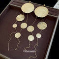 Gold Textured Disc Extra Long Cascade Earrings Jewelry Accessory view 4