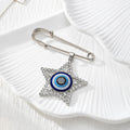 Silver Tone Rhinestone Blue Evil Eye Safety Pin Brooches in Seven Designs view 6