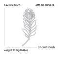 Crystal Pavé Feather Brooch in Silver and Gold Tone view 5
